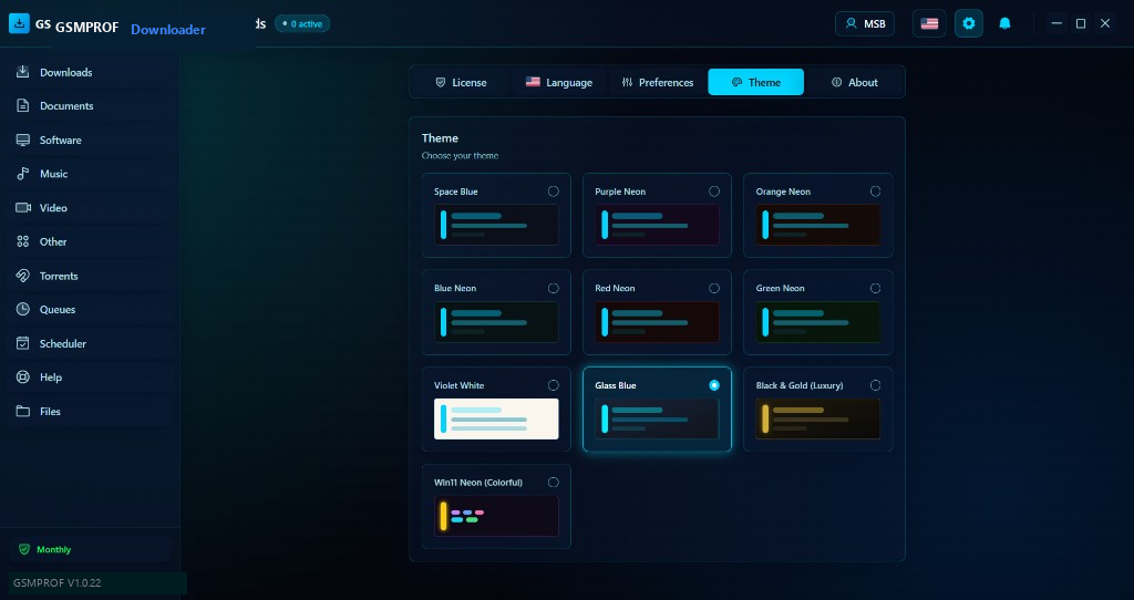 GSMPROF Downloader — Themes
